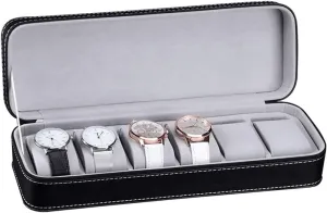 Watch Box for Men - 6 Slot Watch Case Display Organizer, Locking Mens Jewelry Watches Holder.