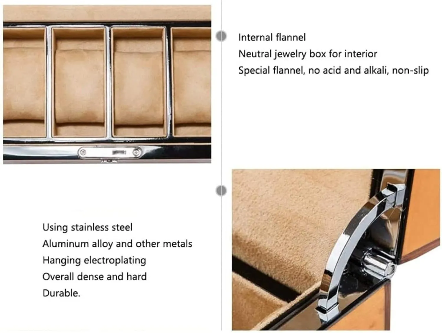 Watch Box Watch Case Watch Stand Watch Winder 4 Grids Solid Wood Watch Box Case Professional Holder Organizer for Clock Watches Jewelry Watch Case Display,D,25X14X10.2cm