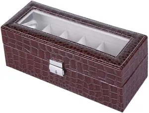 Watch Case,Elegant Large Watch Box Organizer for Men Women with 6 Slots, Transparent top, Portable Leather Watch Holder Mens Watches Case Storage Best for The Husband,