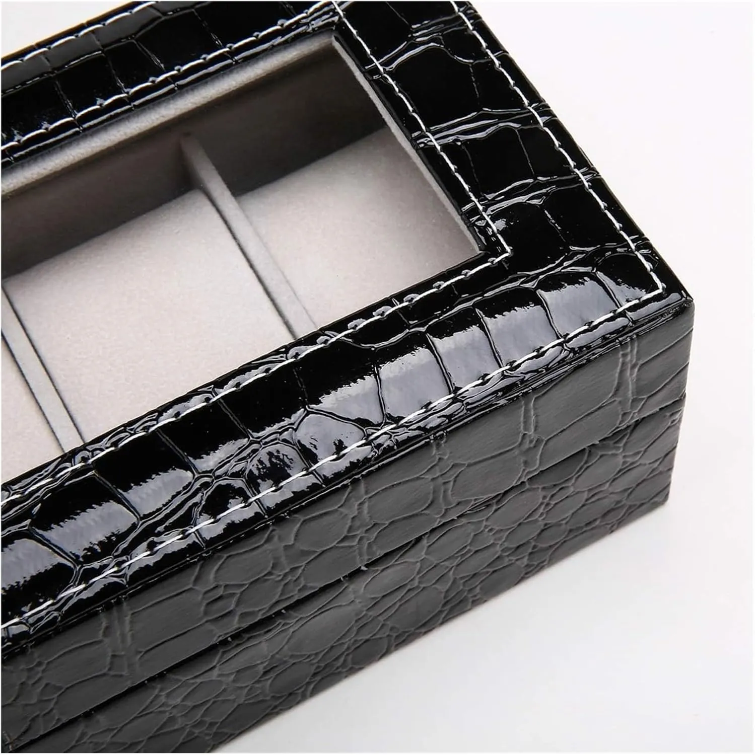 Watch Case,Elegant Leather Watch Box Organizer for Men Women with 6 Slots, Transparent top, Portable Watch Holder Mens Watches Case Storage Best for The Husband,