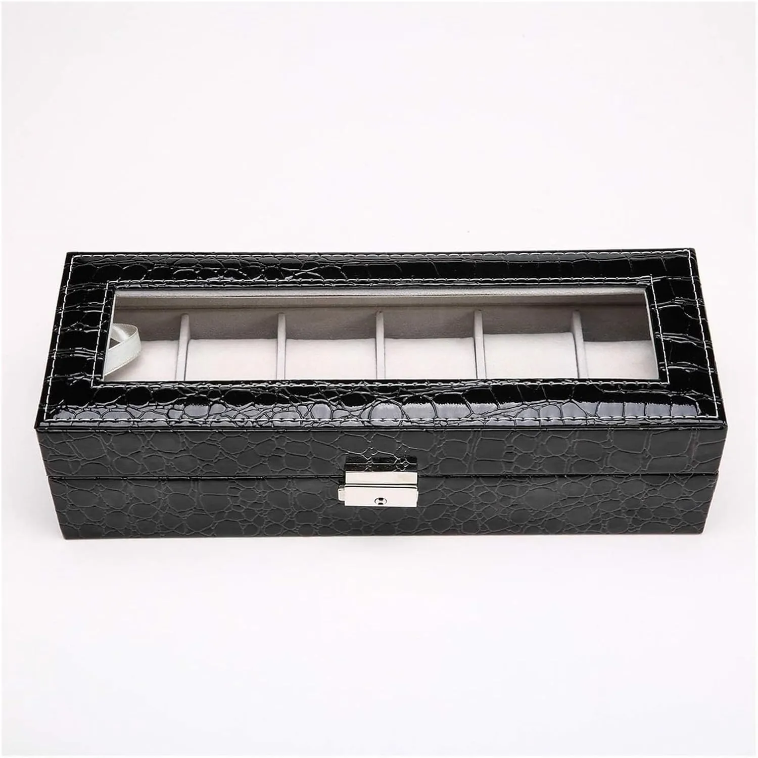 Watch Case,Elegant Leather Watch Box Organizer for Men Women with 6 Slots, Transparent top, Portable Watch Holder Mens Watches Case Storage Best for The Husband,