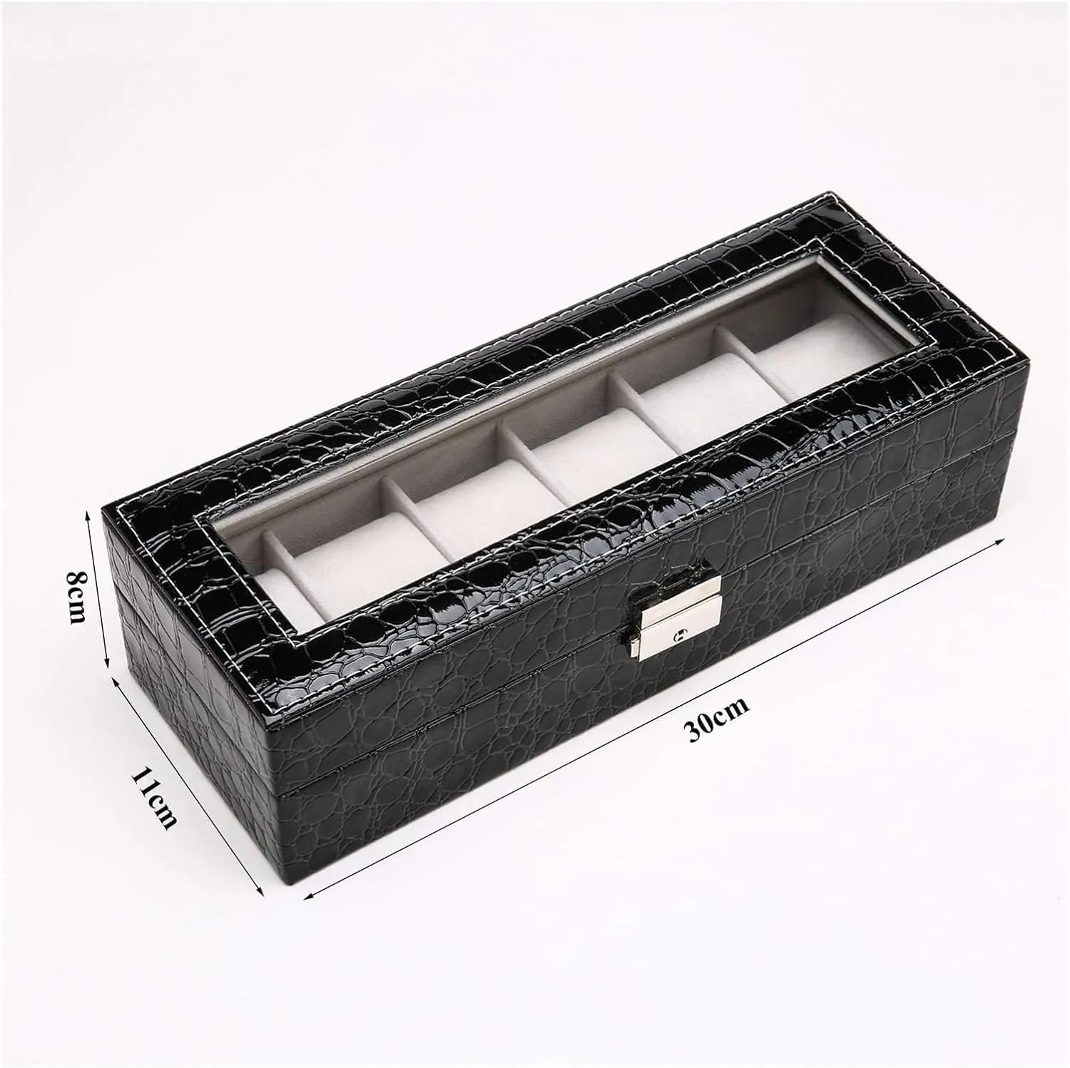 Watch Case,Elegant Leather Watch Box Organizer for Men Women with 6 Slots, Transparent top, Portable Watch Holder Mens Watches Case Storage Best for The Husband,