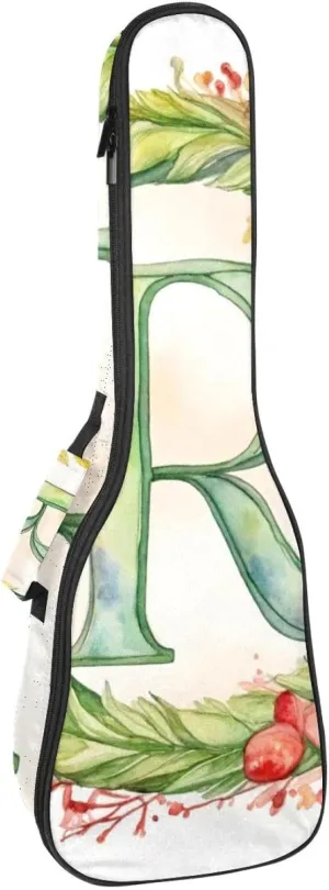 Watercolor Letter R with Wreath Pattern