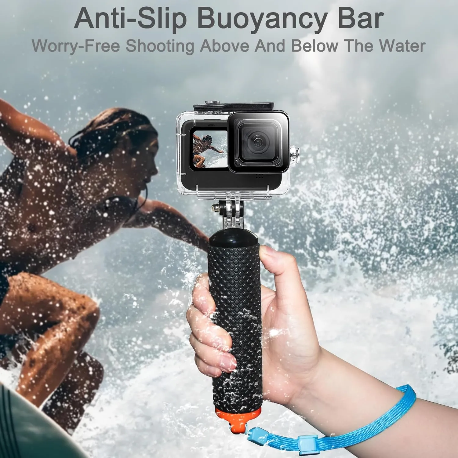 Waterproof Housing Case with 3Pack Filters for Go Pro Hero 13 Hero 12 Hero 11 Hero 10 Hero 9 Black,Protective Underwater Dive Shell Monopod Floating Hand Grip Pole Stick Action Camera Accessory