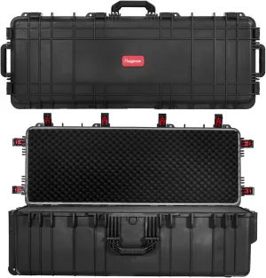 Waterproof Roller Hard Case, 44 x 17 x 13 Inch, Equipment Case with Foam/Wheels for Camera, Tool, Electronics Gear, Instrument, Transport Rolling Hard Case, Inner 40.43" x 13.93" x 10.82"
