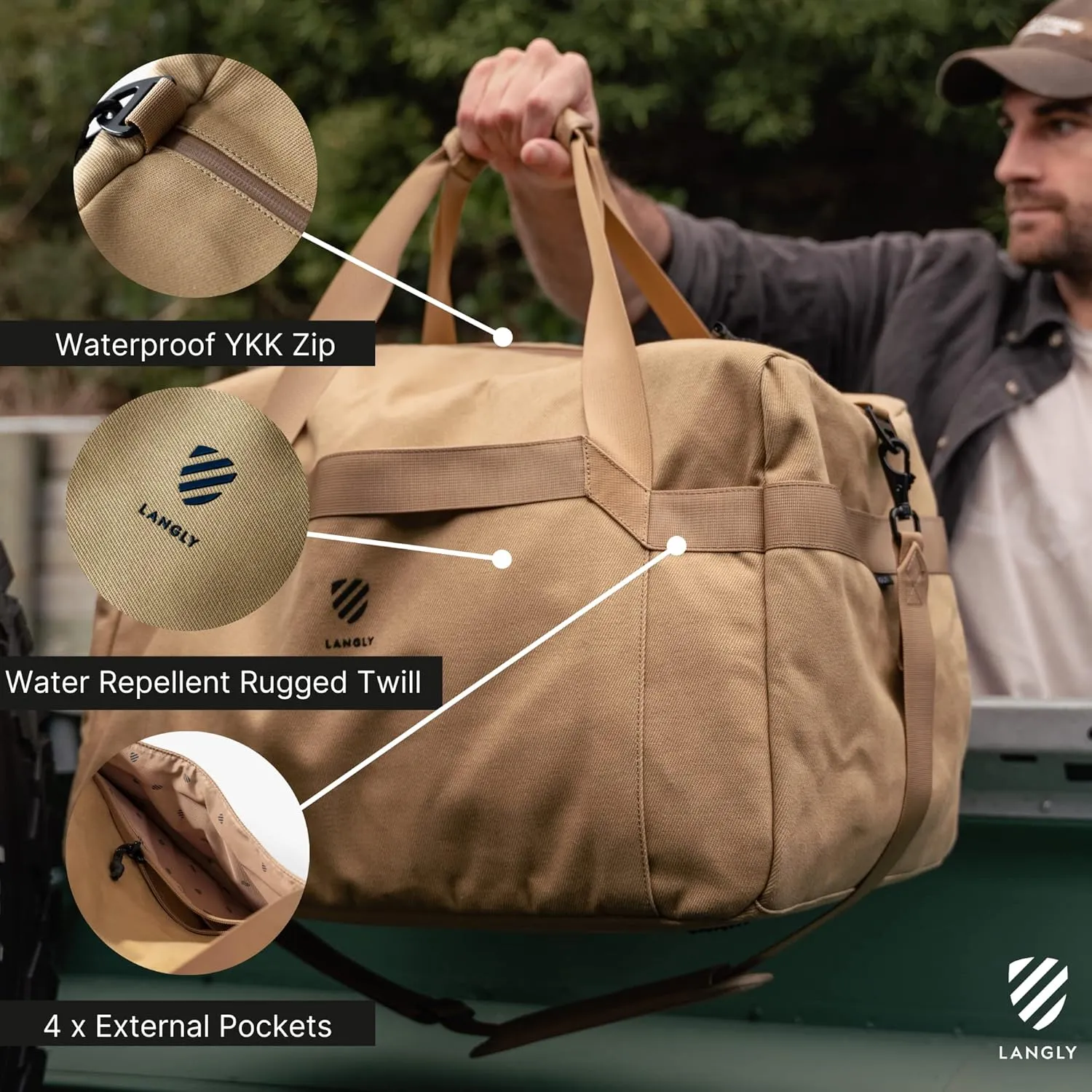 Weekender Duffle Bag – Navy, Rugged Twill Weather Proof Fabric, Travel Anywhere in Style, 51 Litre