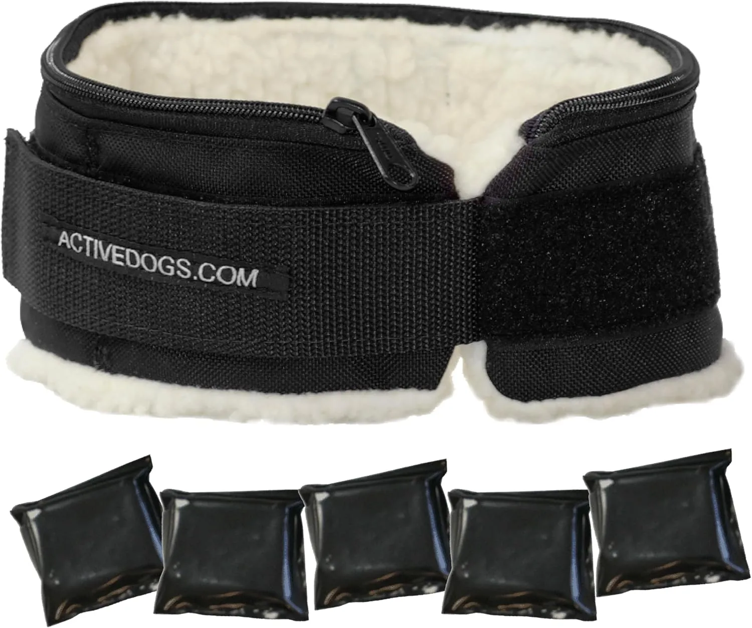 Weighted Dog Training Collar for Muscle Building, Tactical Training, Aggression & Weight Management - 5x1lb Weights & Sheepskin Padded Dog Collar for K9, Bully, Bull Terrier & More