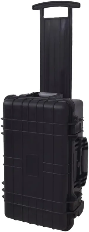 Wheeled Equipment Case with Foam Insert, Impact Resistant Shell and Telescopic Handle, Black
