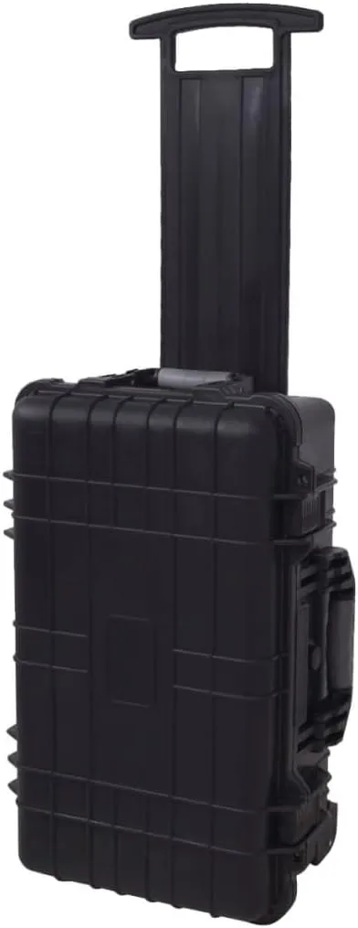 Wheeled Equipment Case with Foam Insert, Impact Resistant Shell and Telescopic Handle, Black
