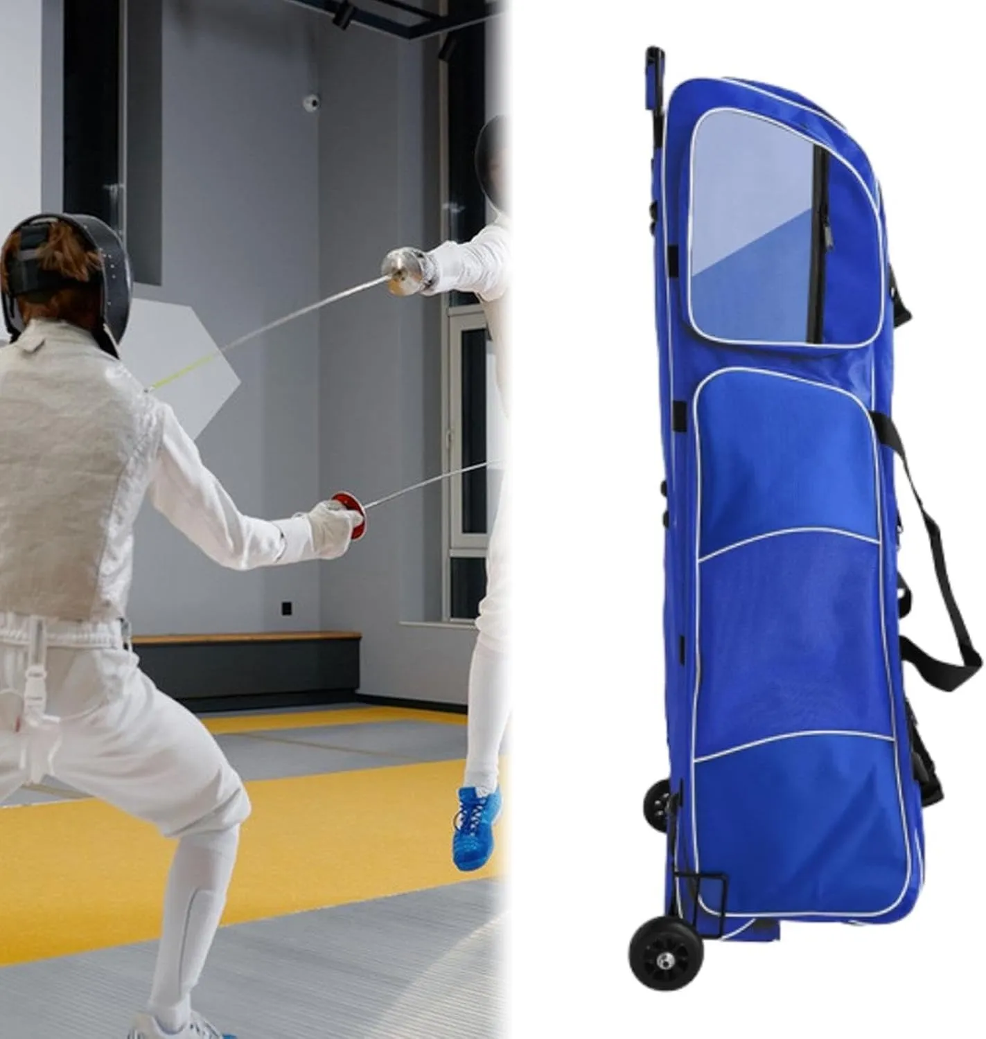 Wheeled Fencing Bag, Portable Fencing Bag with Retractable Handle, Storage Bag, Travel Bag, Wheeled Bag for Fencers