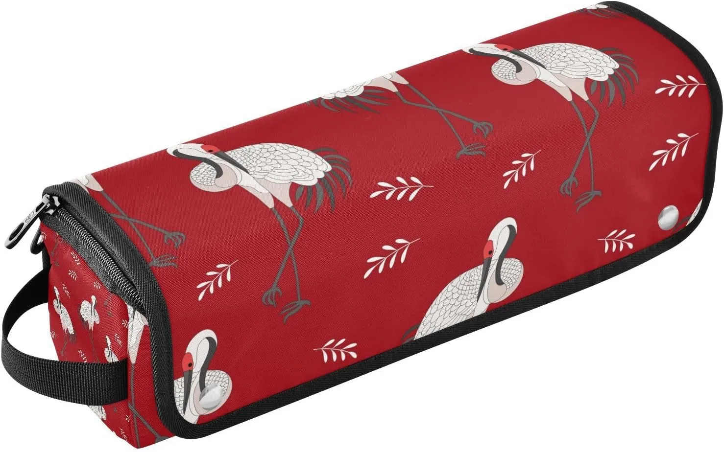 White Flying Cranes Hair Tools Travel Bag and Heat Resistant Mat for Flat Irons, Straighteners, Curling Iron, and Haircare Accessories, Portable Organizer Bag