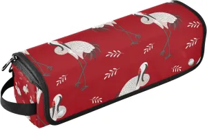White Flying Cranes Hair Tools Travel Bag and Heat Resistant Mat for Flat Irons, Straighteners, Curling Iron, and Haircare Accessories, Portable Organizer Bag