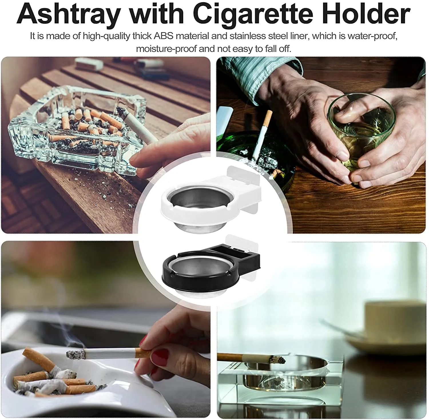 Whixant Stainless Steel Wall-Mounted Ashtray & Cigarettes Storage Rack, Versatile Organizer for Balconies, Tables, Bathroom, Toilet, and Office Practical Cigarettes Lighter Storage Tool Box