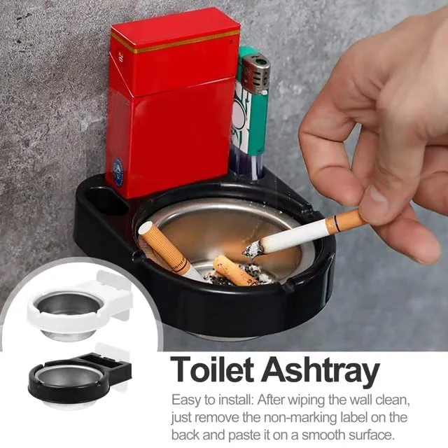 Whixant Stainless Steel Wall-Mounted Ashtray & Cigarettes Storage Rack, Versatile Organizer for Balconies, Tables, Bathroom, Toilet, and Office Practical Cigarettes Lighter Storage Tool Box