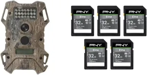 Wildgame Innovations Terra Extreme 14 Megapixel IR Trail Camera | Still Images and Video & PNY 32GB Elite Class 10 U1 V10 SDHC Flash Memory Card 5-Pack - 100MB/s Read