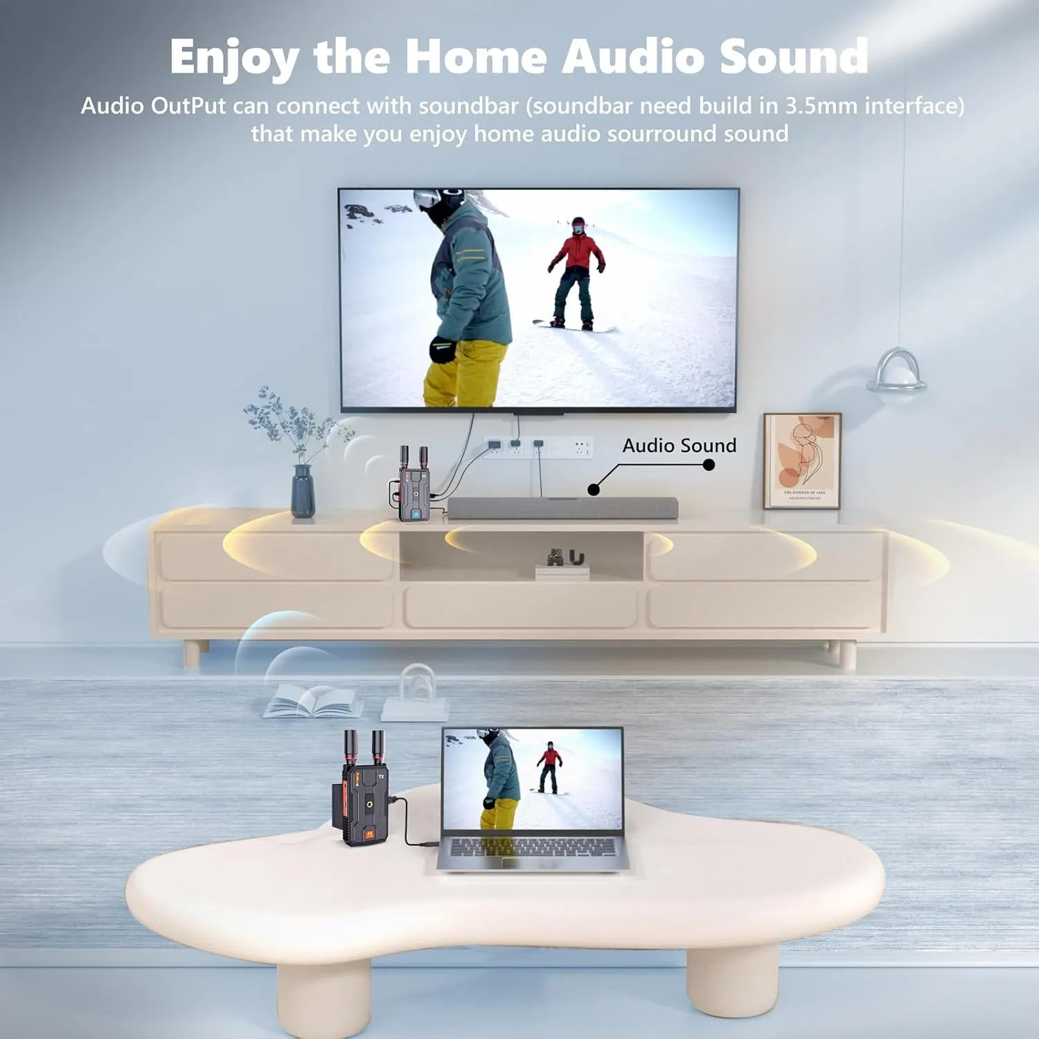 Wireless HDMI Transmitter and Receiver 4K: Plug&Play HDMI Wireless Extender Kit, 5G 820FT HDMI Sender and Receiver with Loopout for Streaming Video and Audio to Monitor from Laptop/PC, Audio Interface