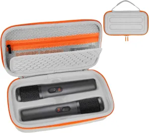 Wireless Microphone Case Compatible with JBL PartyBox Wireless Mic - 2X Digital Wireless Microphones,Protable Mic Travel Bag Storage Box for Receivers,Adapters,AA Batteries,Charger,Grey(Box Only)