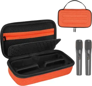 Wireless Microphone Case Compatible with JBL PartyBox Wireless Mic - 2X Digital Wireless Microphones,Protable Mic Travel Bag Storage Box for Receivers,Adapters,AA Batteries,Charger,Orange(Box Only)