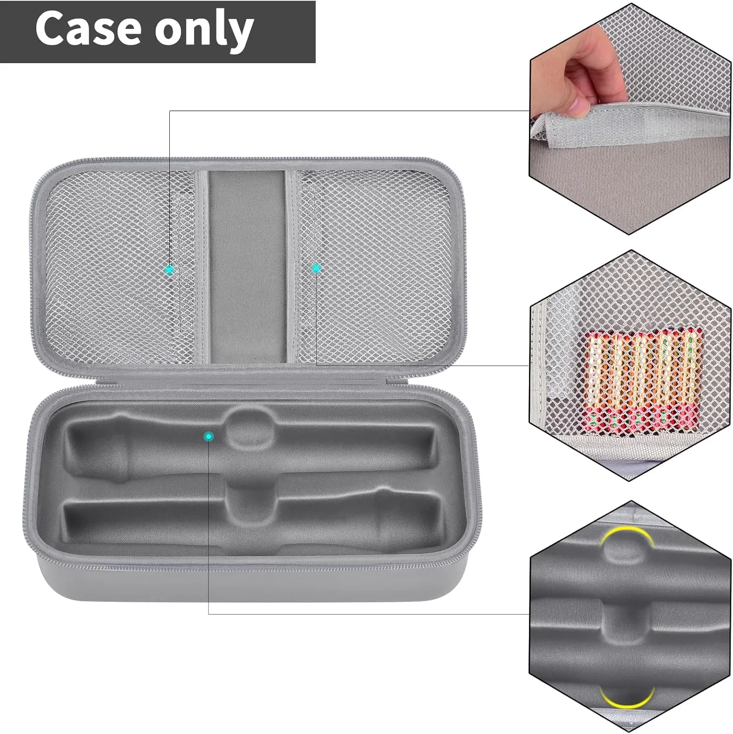Wireless Microphone Case Compatible with JBL Wireless Two Microphone System/for JBL PartyBox Mic, Handheld Dual Mic Travel Bag for Singing or Karaoke for Receiver, Adapter, Batteries (Lighting Grey)