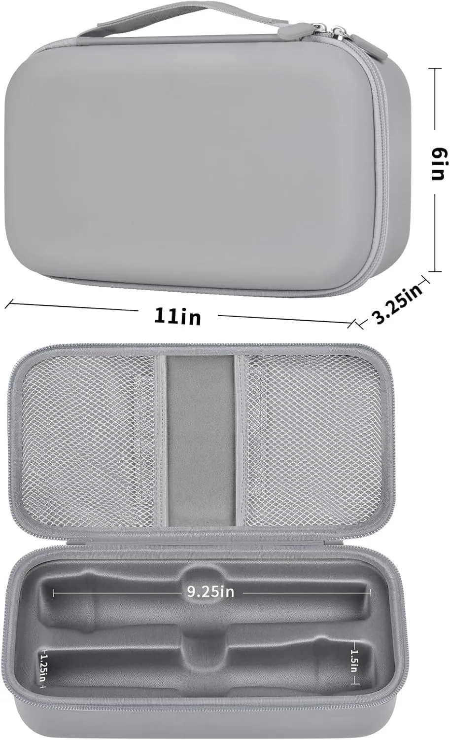 Wireless Microphone Case Compatible with JBL Wireless Two Microphone System/for JBL PartyBox Mic, Handheld Dual Mic Travel Bag for Singing or Karaoke for Receiver, Adapter, Batteries (Lighting Grey)