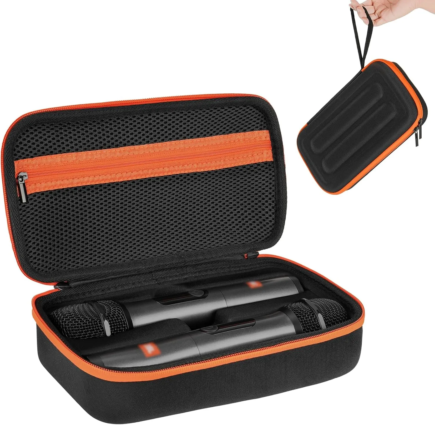 Wireless Microphone Case Compatible with JBL Wireless Two Microphone System,Protable Handheld Dual Mic Travel Bag Storage Box for Receivers, Adapters, AA Batteries(Box Only)
