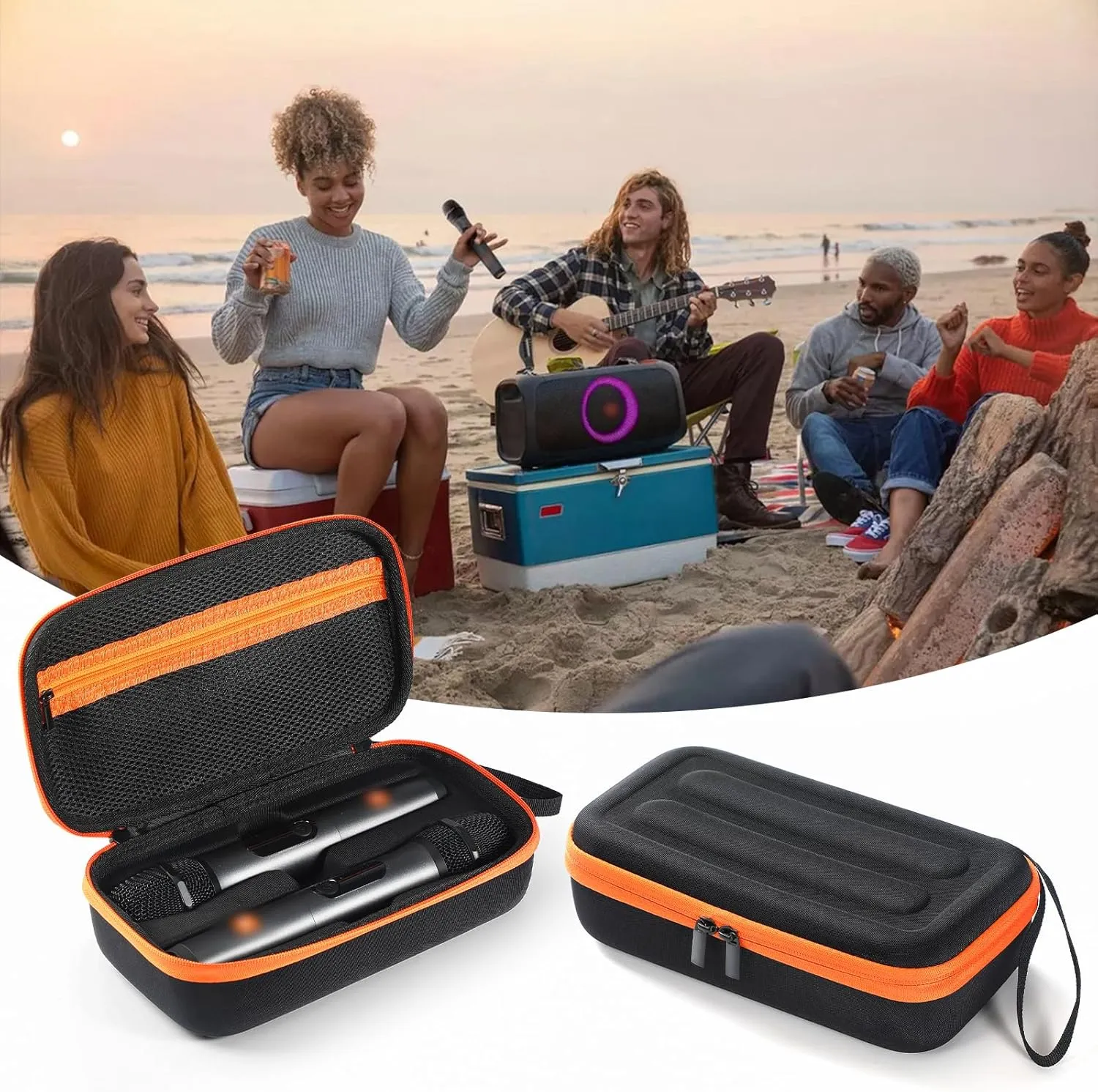 Wireless Microphone Case Compatible with JBL Wireless Two Microphone System,Protable Handheld Dual Mic Travel Bag Storage Box for Receivers, Adapters, AA Batteries(Box Only)
