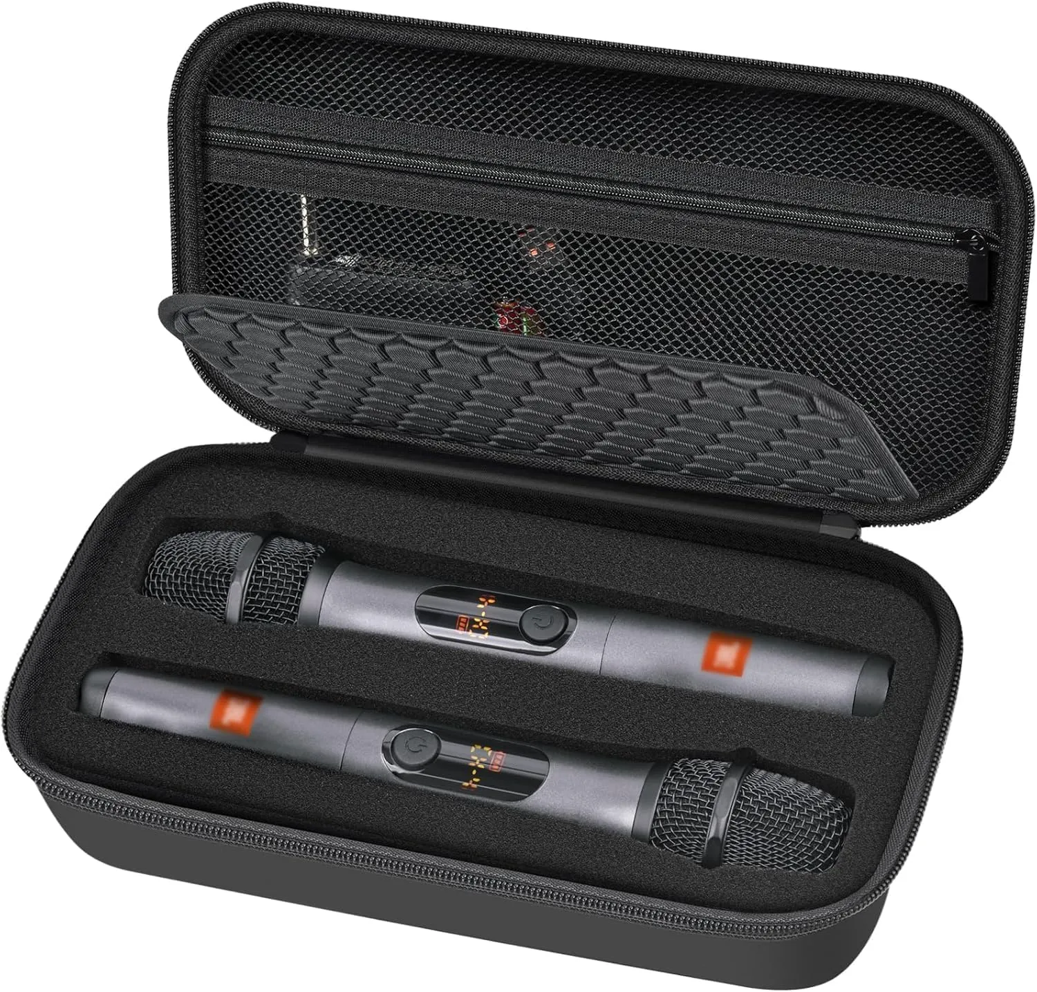 Wireless Microphone Case Compatible with JBL Wireless Two Microphone/for JBL Partybox, Handheld Dual Mic Travel Storage Bag for Receiver, Batteries and Other Accessories - Black (Box Only)