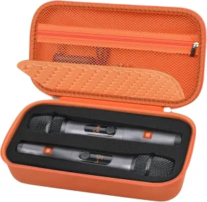 Wireless Microphone Case Compatible with JBL Wireless Two Microphone/for JBL Partybox, Handheld Dual Mic Travel Storage Bag for Receiver, Batteries and Other Accessories -Orange(Box Only)