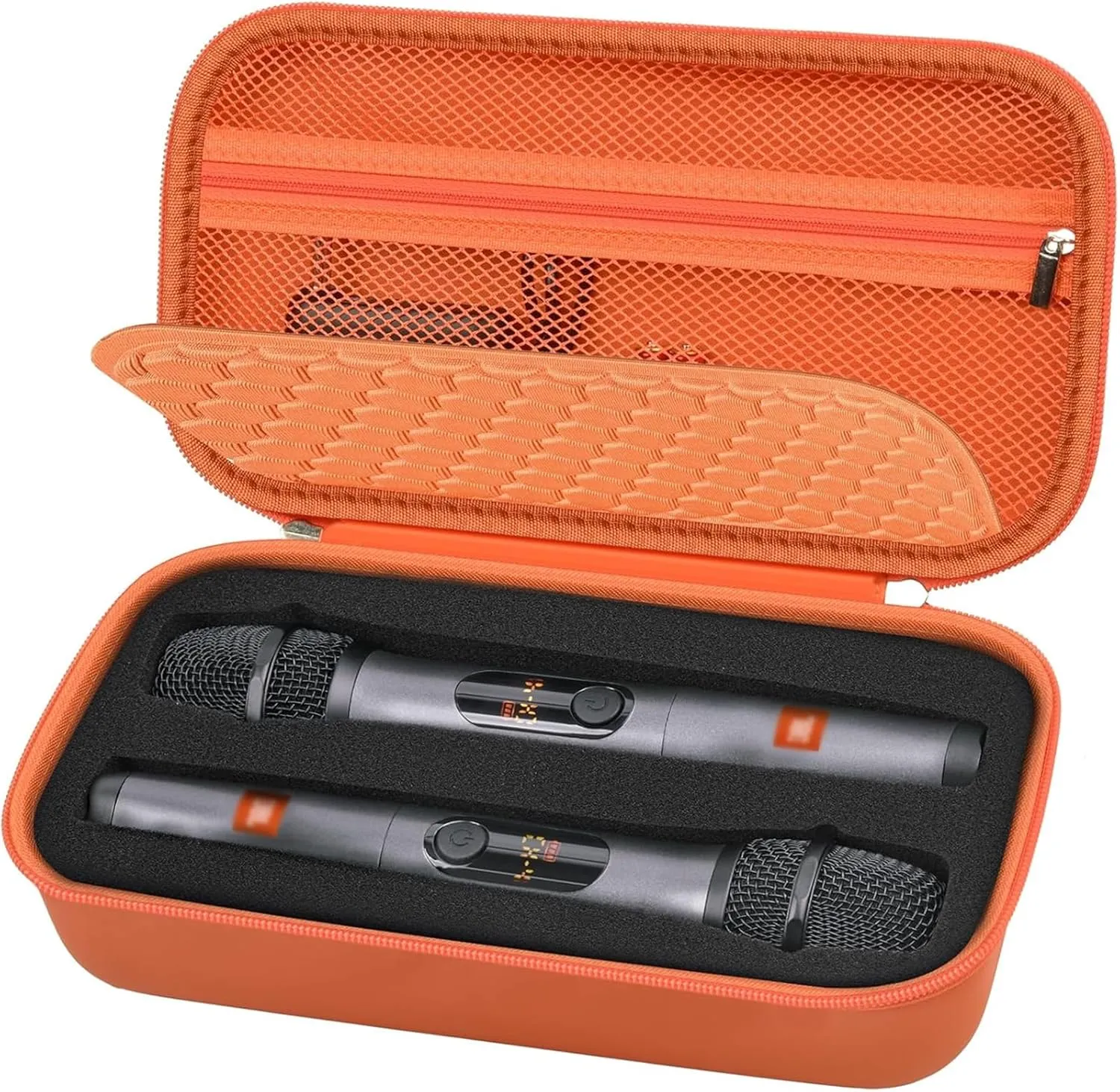 Wireless Microphone Case Compatible with JBL Wireless Two Microphone/for JBL Partybox, Handheld Dual Mic Travel Storage Bag for Receiver, Batteries and Other Accessories -Orange(Box Only)