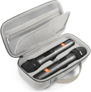 Wireless Microphone Portable Carrying Case Compatible with JBL Wireless Two Microphone System, Dual Mic Hard Bag Suitable for Travel and Home Storage (Charcoal Gray)
