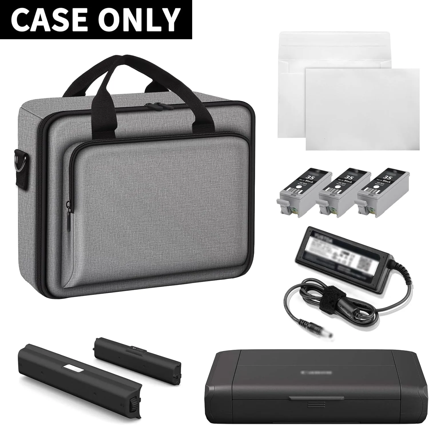Wireless Mobile Printer Case Compatible with Canon PIXMA TR150/ iP110 Printers, Potable Travel Storage Bag Fit for Printer Charger, Ink Cartridges, Batteries and Accessories (Box Only) -Grey