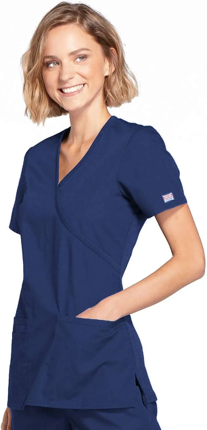 Women's Mock Wrap Top Workwear Originals with Rib-Knit Back Panels WW650