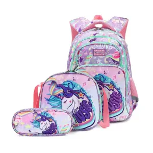 Wonderland Mermaid & Unicorn School Bag Combo - Backpack, Lunch Bag & Pencil Case