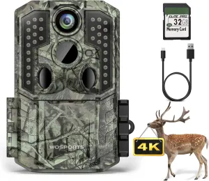 WOSPORTS Trail Camera,48MP 4K 0.2S Trigger Motion Activated,Game Hunting Camera with Night Vision IP66 Waterproof 2.0''LCD 120°Wide Cam Lens for Outdoor Scouting Wildlife Monitoring Home Security