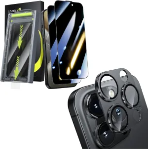 WSKEN 2PCS Privacy Screen Protector   Metal camera Lens Protector for iPhone 16 Pro