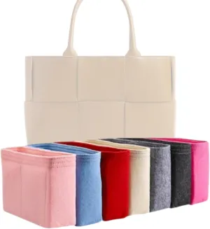 Xoppia Bag Organizer compatible with Bottega Veneta Small Arco Tote. Felt Insert Liner for Women Tote Handbag. (Black, Style A: Exposure)