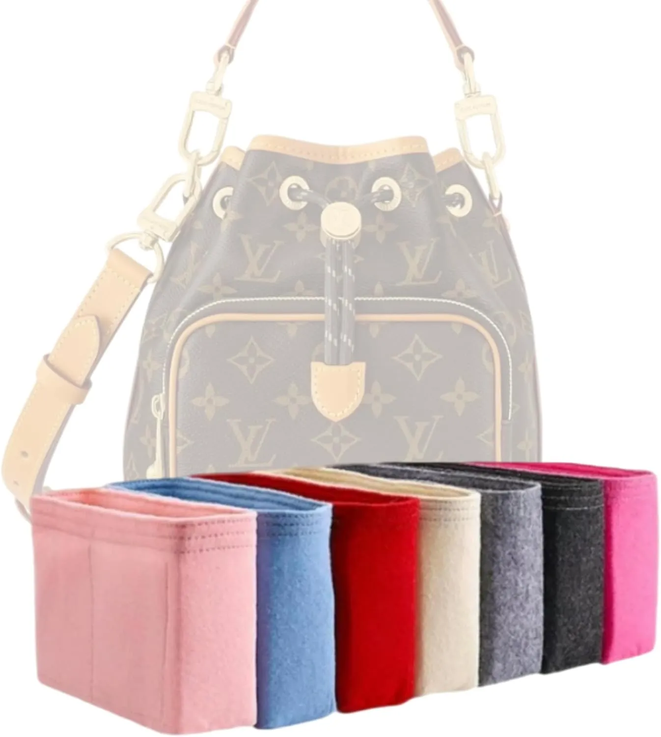 Xoppia Bag Organizer compatible with Celine Teen Clara Bag. Felt Insert Liner for Women Handbag. (Beige, Style A: Exposure)