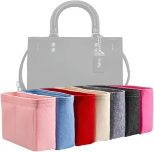 Xoppia Bag Organizer compatible with Coach Rogue 20. Felt Insert Liner for Women Tote Handbag. (Brown, Style A: Exposure)