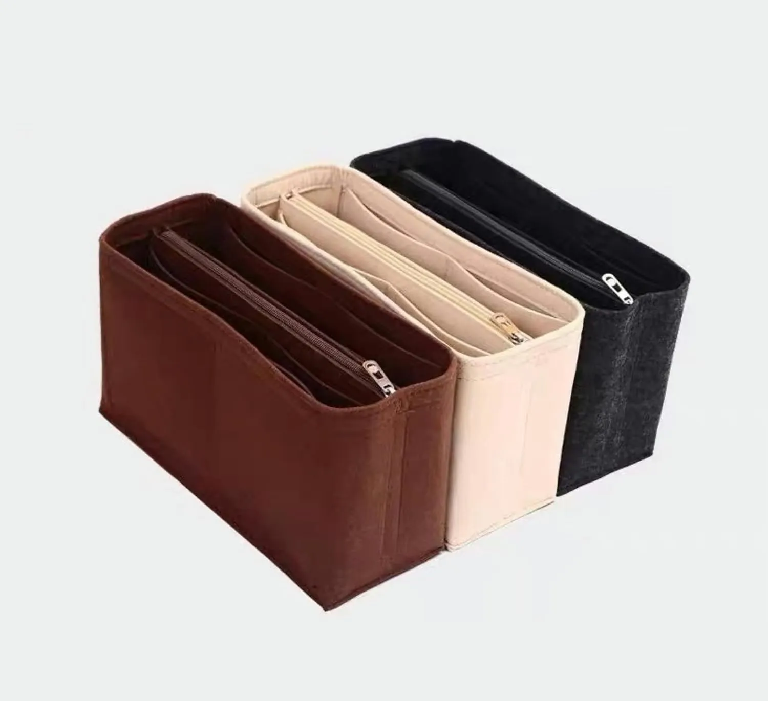 Xoppia Bag Organizer compatible with Dior Medium Book Tote. Felt Insert Liner for Women Handbag. (Beige, Style B)
