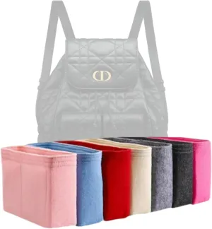 Xoppia Bag Organizer compatible with Dior Medium Caro Backpack. Felt Insert Liner for Women Handbag. (Black, Style B: Side Zipper)