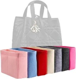 Xoppia Bag Organizer compatible with Dior Medium Toujours Vertical Tote Bag. Felt Insert Liner for Women Handbag. (Black, Style B)