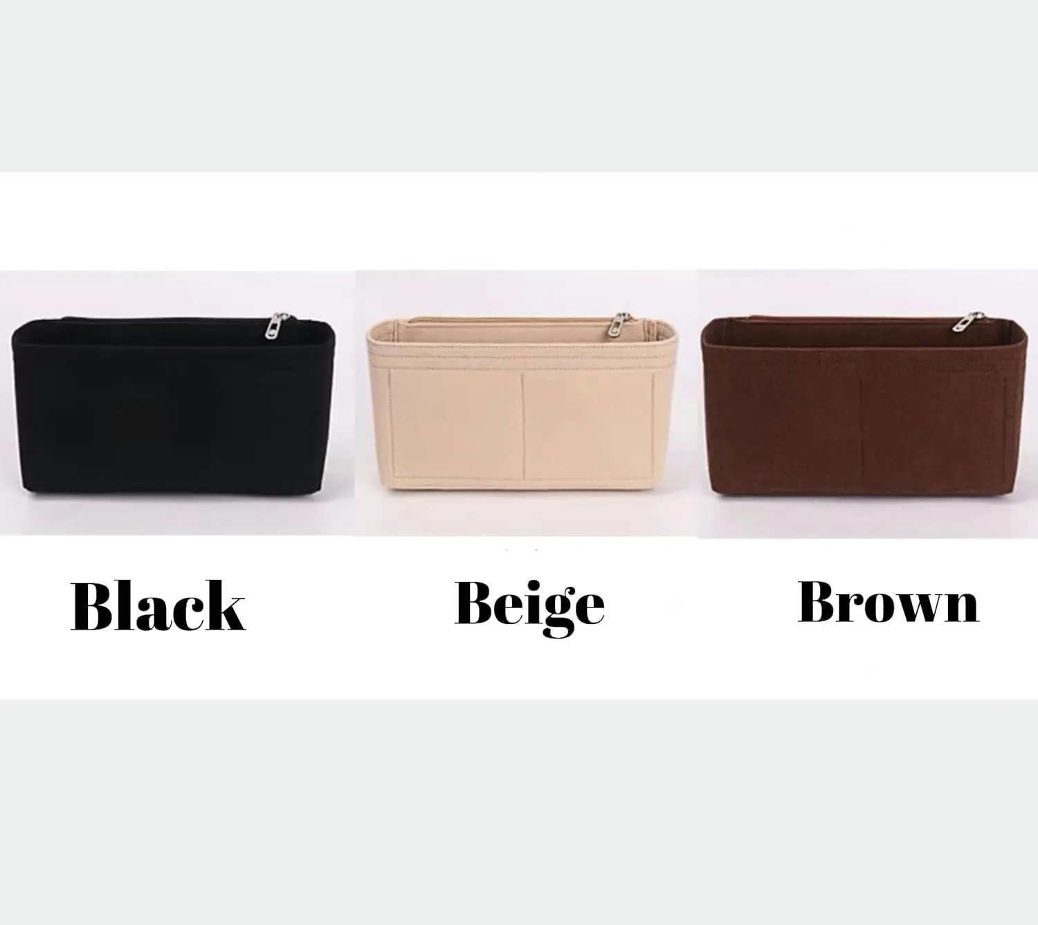 Xoppia Bag Organizer compatible with Dior Small Caro Bucket Bag. Felt Insert Liner for Women Handbag. (Black, Style B: Side Zipper)