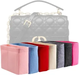 Xoppia Bag Organizer compatible with Dior Small Jolie Top Handle Bag. Felt Insert Liner for Women Handbag. (Beige, Style A: Exposure)