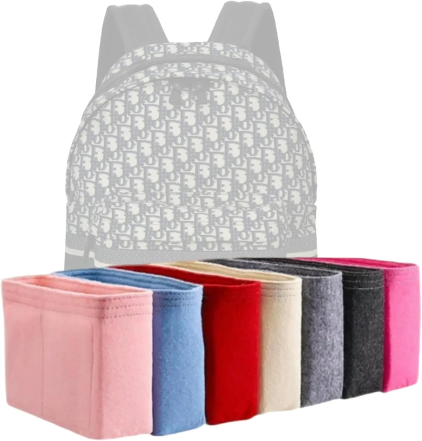 Xoppia Bag Organizer compatible with Dior Travel Backpack. Felt Insert Liner for Women Handbag. (Black, Style A)