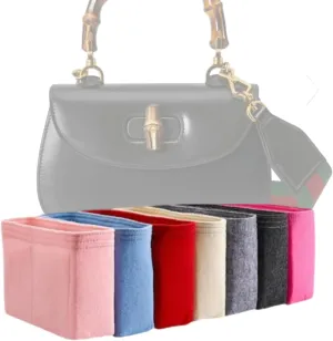 Xoppia Bag Organizer compatible with Gucci Bamboo 1947 Medium bag. Felt Insert Liner for Women Tote Handbag. (Beige, Style A: Exposure)