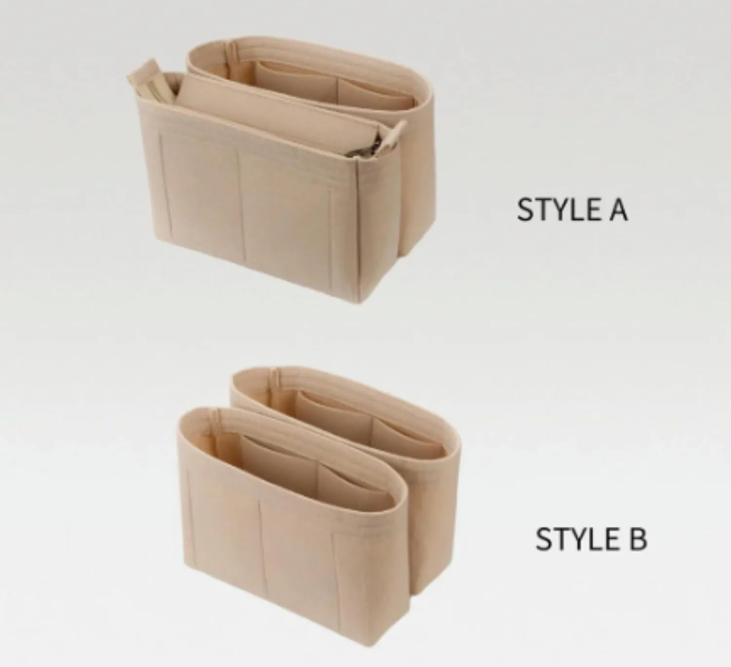 Xoppia Bag Organizer compatible with Gucci GG Emblem Small Bucket Bag. Felt Insert Liner for Women Handbag. (Beige, Style A)
