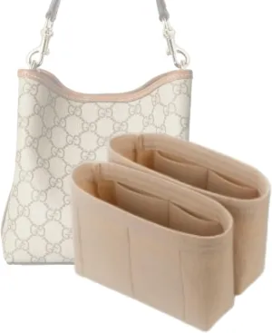 Xoppia Bag Organizer compatible with Gucci GG Emblem Small Bucket Bag. Felt Insert Liner for Women Handbag. (Beige, Style A)