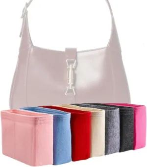 Xoppia Bag Organizer compatible with Gucci Jackie 1961 small shoulder bag. Felt Bag Insert for Handbag. Bag Liner for Women Tote Bags. (Beige, Style B: Side Zipper)