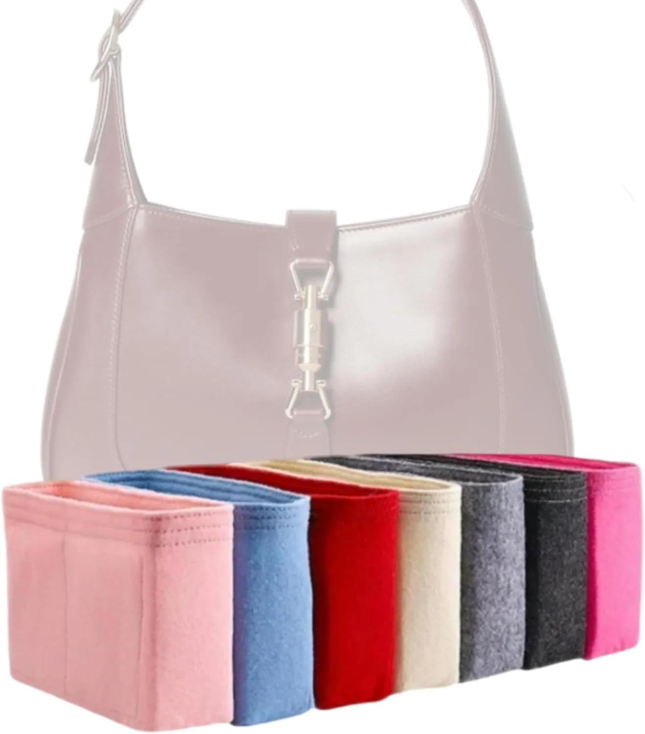 Xoppia Bag Organizer compatible with Gucci Jackie 1961 small shoulder bag. Felt Bag Insert for Handbag. Bag Liner for Women Tote Bags. (Beige, Style B: Side Zipper)