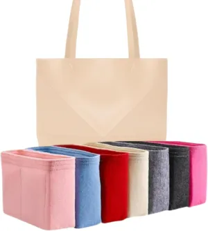Xoppia Bag Organizer compatible with Loewe Medium Puzzle Fold Tote.(Beige, Style B: Side Zipper)